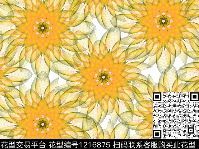 数码华亿平台抽象花卉科技感数码印花华亿平台下载（图片编号: 1216875） - 瓦栏（Walan）