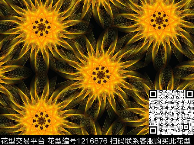 数码华亿平台抽象花卉科技感数码印花华亿平台下载（图片编号: 1216876） - 瓦栏（Walan）