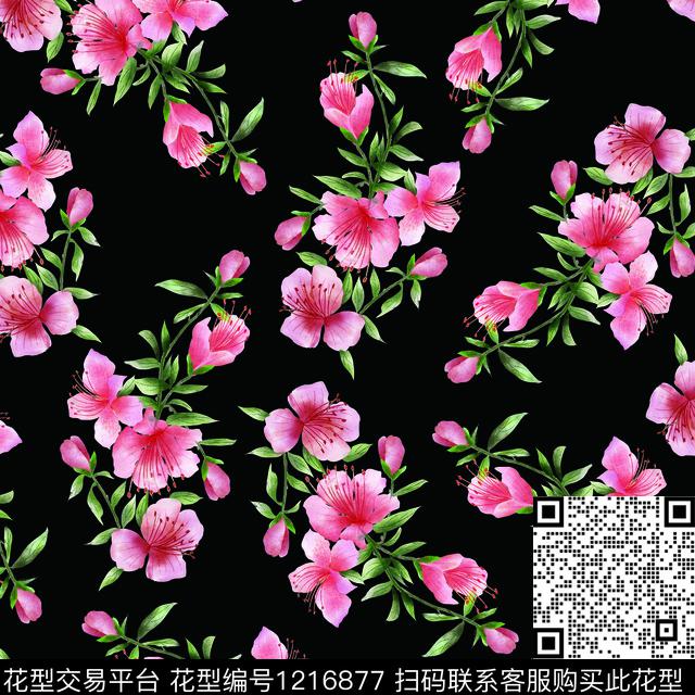 小清新散点花卉小年轻数码印花华亿平台下载（图片编号: 1216877） - 瓦栏（Walan）