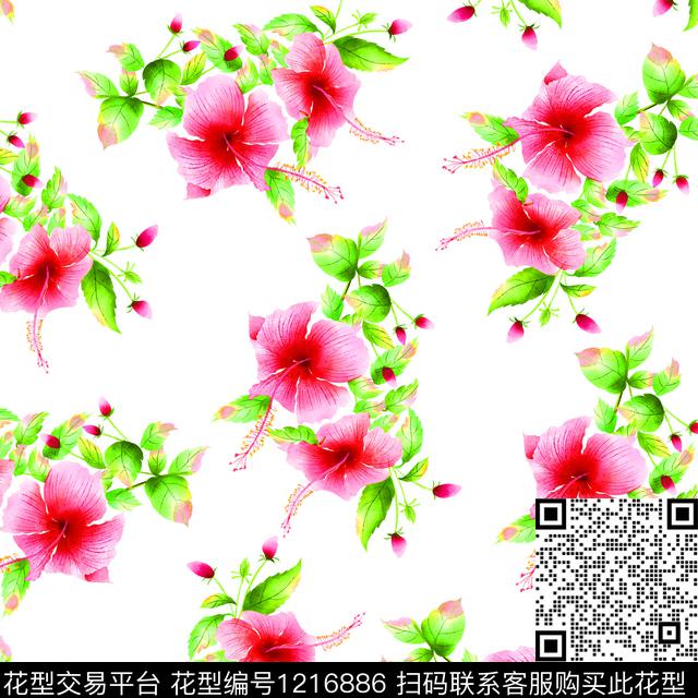 小清新漂亮淑女数码印花华亿平台下载（图片编号: 1216886） - 瓦栏（Walan）