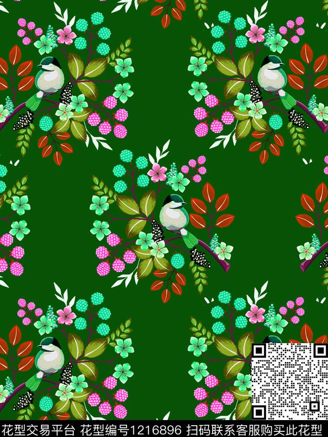 趣味鸟创意数码印花华亿平台下载（图片编号: 1216896） - 瓦栏（Walan）