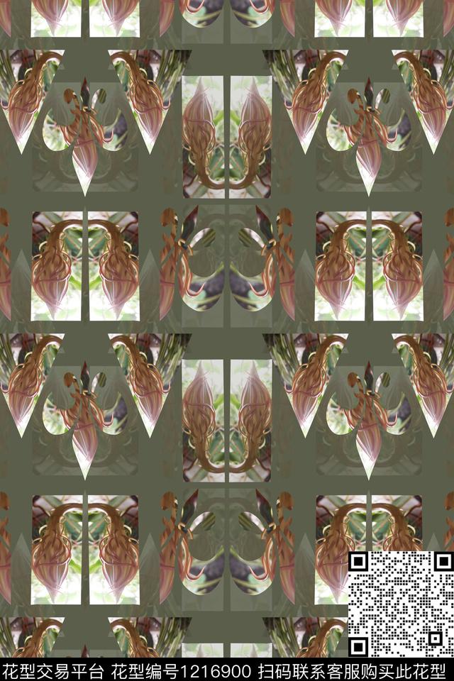 几何花卉昙花照片个性照片数码印花华亿平台下载（图片编号: 1216900） - 瓦栏（Walan）