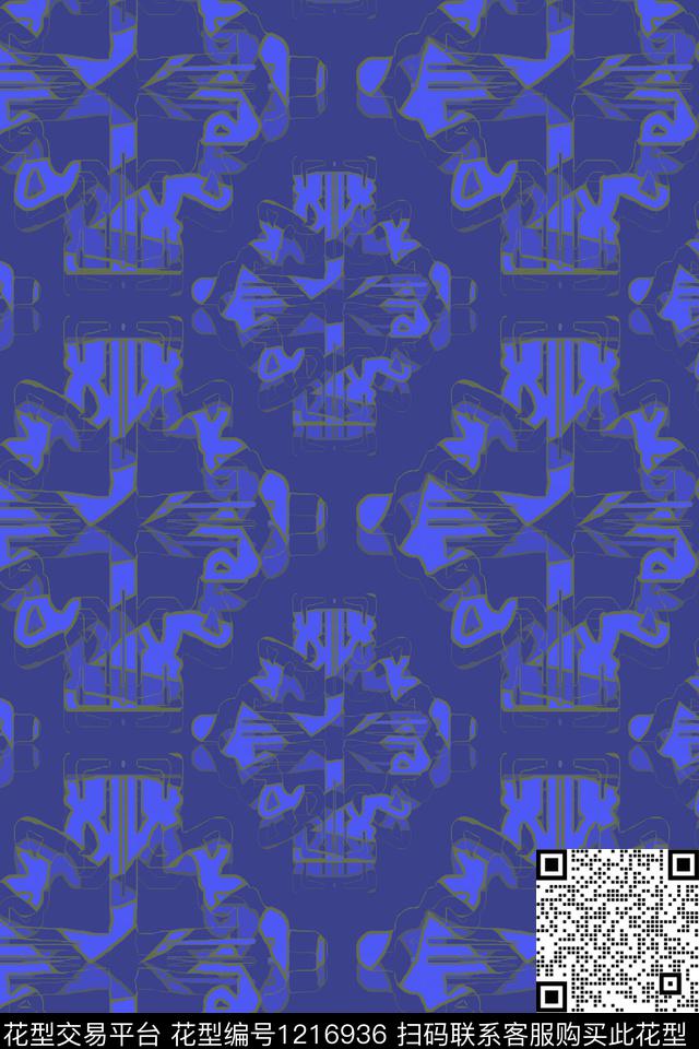 几何抽象迷彩图案传统印花华亿平台下载（图片编号: 1216936） - 瓦栏（Walan）