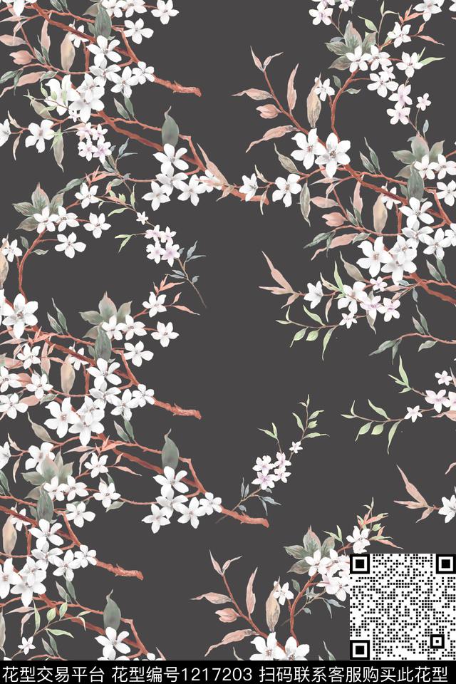 水彩花卉彩底花卉抽象花卉数码印花华亿平台下载（图片编号: 1217203） - 瓦栏（Walan）