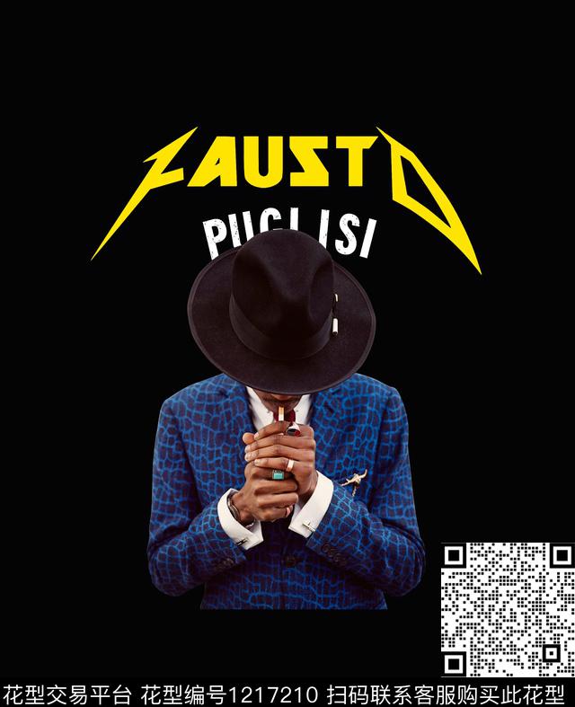 字母哥特大牌字母带帽吸烟蓝皮衣潮男人数码印花华亿平台下载（图片编号: 1217210） - 瓦栏（Walan）