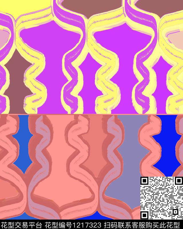 炫彩手绘混合拼接数码印花华亿平台下载（图片编号: 1217323） - 瓦栏（Walan）