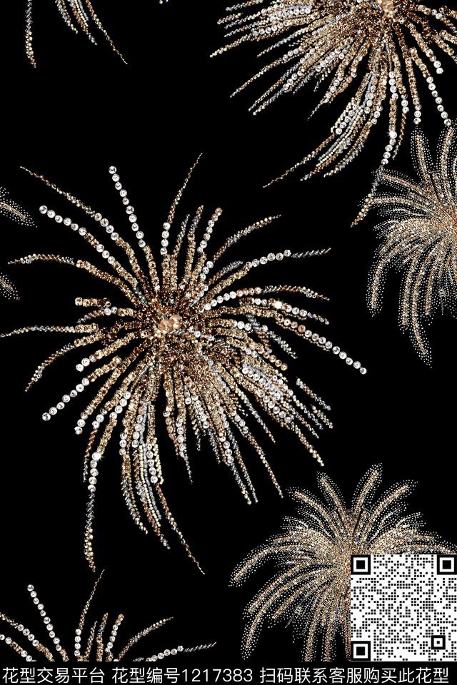 抽象花卉金片数码印花华亿平台下载（图片编号: 1217383） - 瓦栏（Walan）