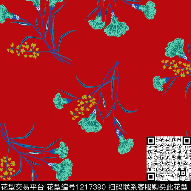 花卉大牌风矢量数码印花华亿平台下载（图片编号: 1217390） - 瓦栏（Walan）