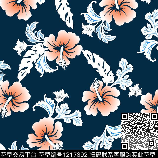 花卉大牌风热带华亿平台数码印花华亿平台下载（图片编号: 1217392） - 瓦栏（Walan）