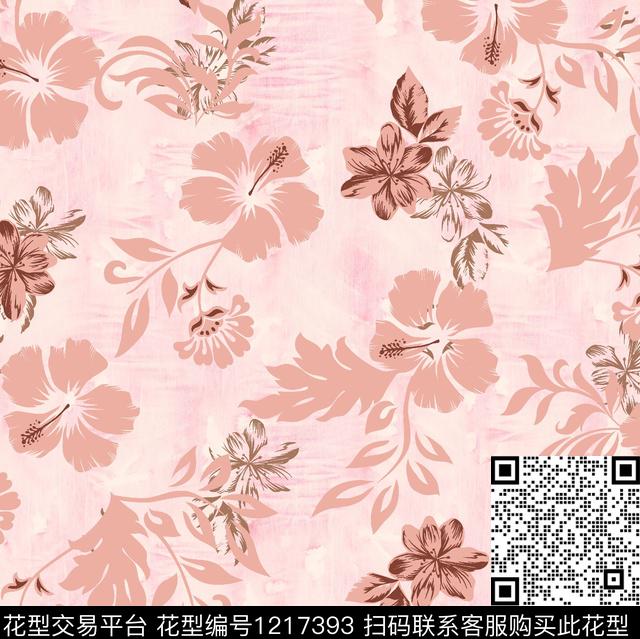 几何花卉热带华亿平台数码印花华亿平台下载（图片编号: 1217393） - 瓦栏（Walan）