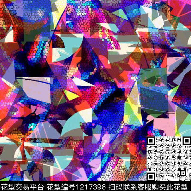 几何运动混合拼接数码印花华亿平台下载（图片编号: 1217396） - 瓦栏（Walan）