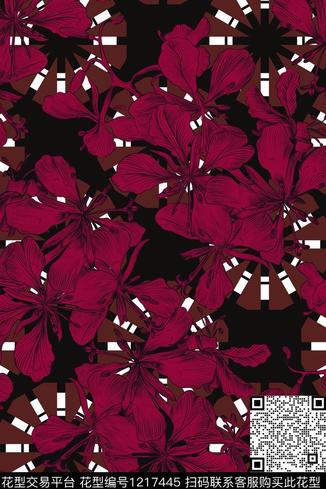 男装几何花卉数码印花华亿平台下载（图片编号: 1217445） - 瓦栏（Walan）