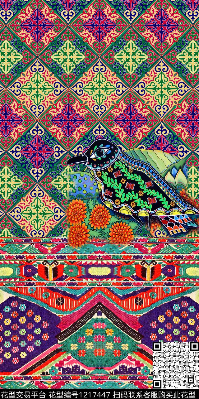 复古民族风中国风数码印花华亿平台下载（图片编号: 1217447） - 瓦栏（Walan）