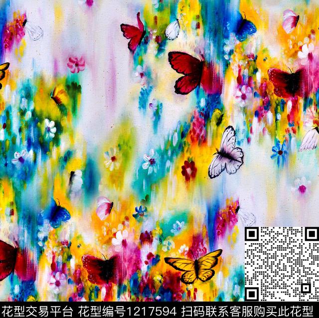 手绘玫瑰牡丹peony数码印花华亿平台下载（图片编号: 1217594） - 瓦栏（Walan）