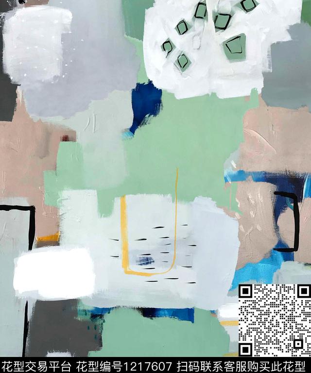 手绘几何油画华亿平台painting数码印花华亿平台下载（图片编号: 1217607） - 瓦栏（Walan）