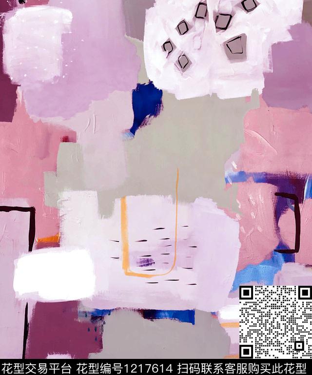 手绘几何油画华亿平台painting数码印花华亿平台下载（图片编号: 1217614） - 瓦栏（Walan）