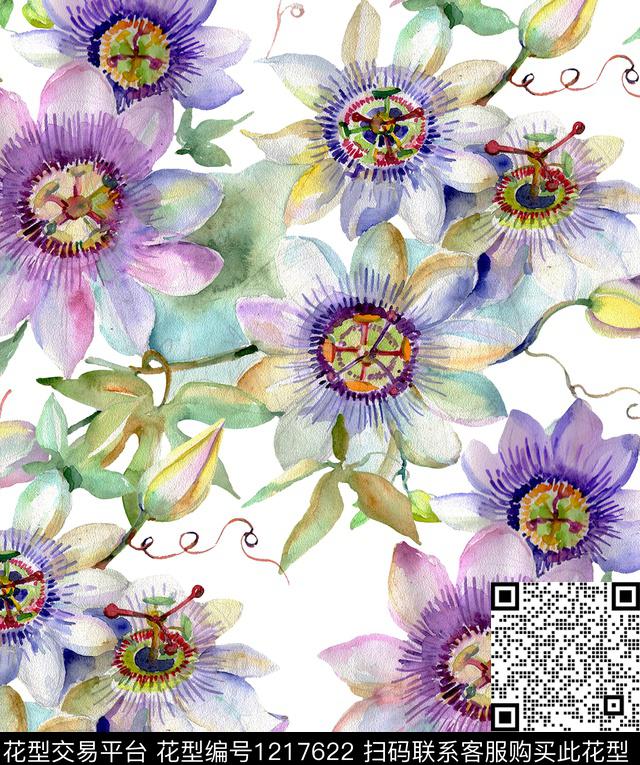 水彩花卉watercolorflower数码印花华亿平台下载（图片编号: 1217622） - 瓦栏（Walan）