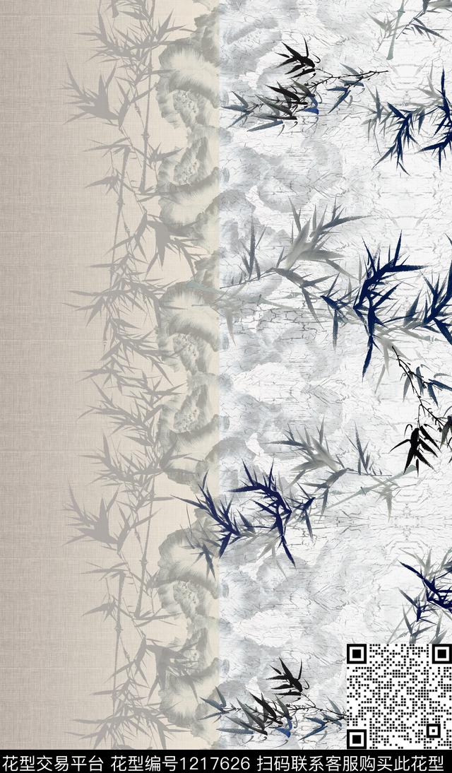 树枝渐变定位花数码印花华亿平台下载（图片编号: 1217626） - 瓦栏（Walan）