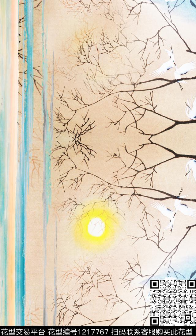 抽象花卉定位花数码印花华亿平台下载（图片编号: 1217767） - 瓦栏（Walan）