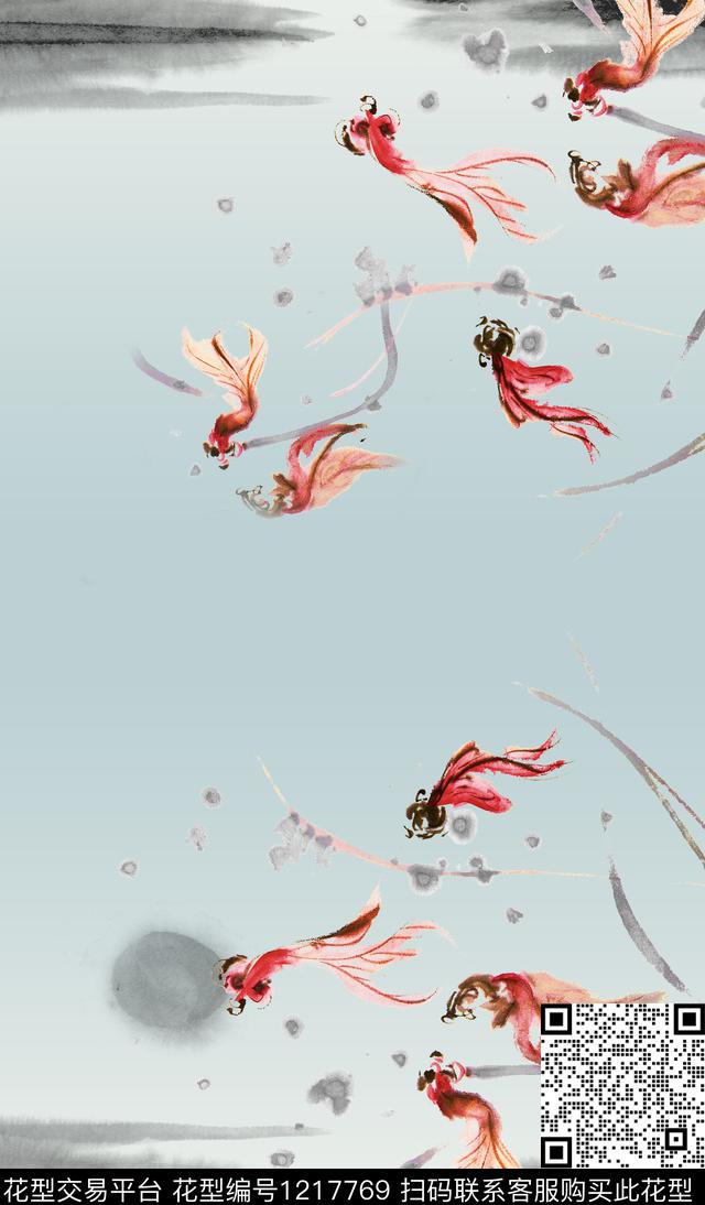 抽象花卉定位花数码印花华亿平台下载（图片编号: 1217769） - 瓦栏（Walan）