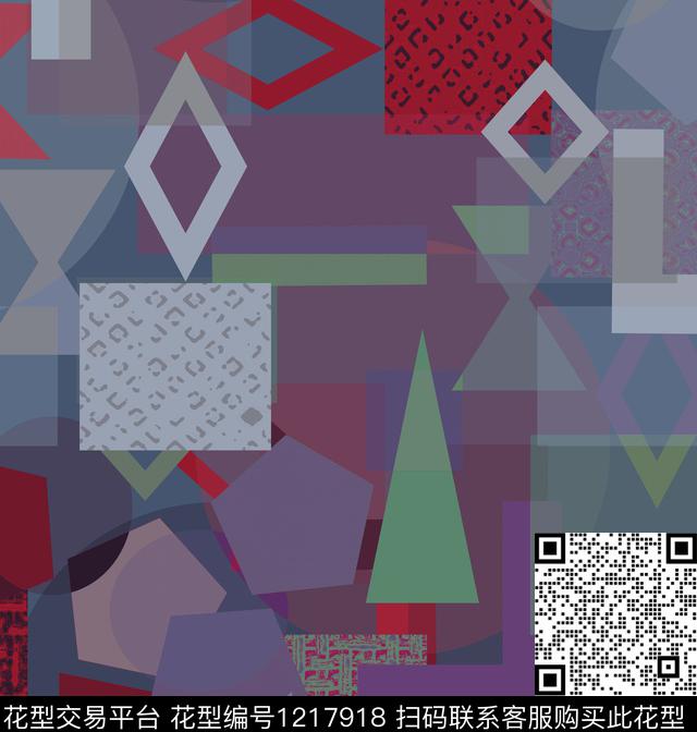 男装几何格子数码印花华亿平台下载（图片编号: 1217918） - 瓦栏（Walan）