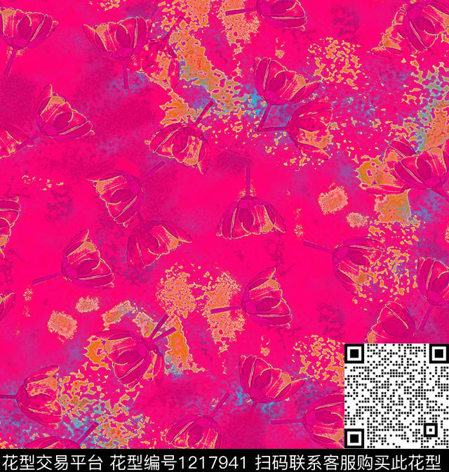 炫彩花卉混合拼接数码印花华亿平台下载（图片编号: 1217941） - 瓦栏（Walan）