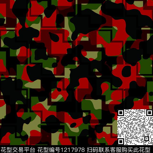 几何迷彩格子传统印花华亿平台下载（图片编号: 1217978） - 瓦栏（Walan）