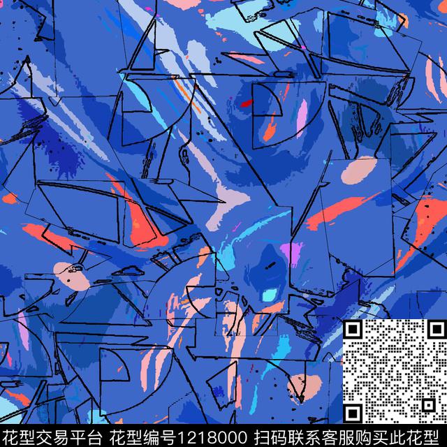 男装运动几何数码印花华亿平台下载（图片编号: 1218000） - 瓦栏（Walan）