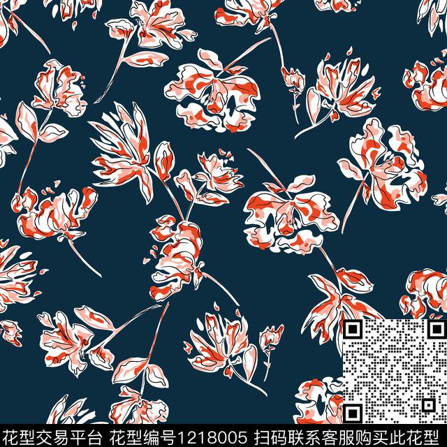 几何花卉大牌风数码印花华亿平台下载（图片编号: 1218005） - 瓦栏（Walan）