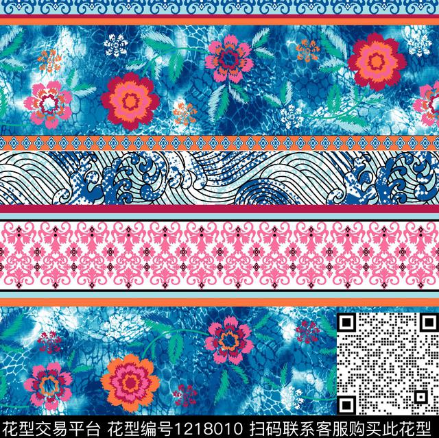 大牌风民族花卉纹理数码印花华亿平台下载（图片编号: 1218010） - 瓦栏（Walan）