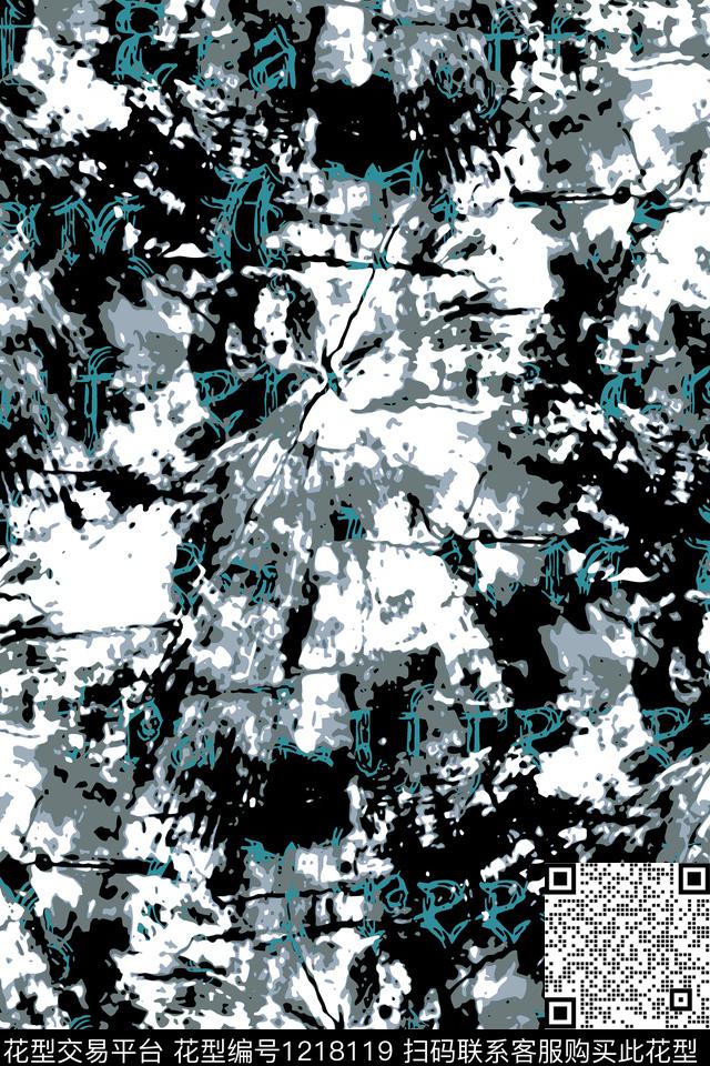 字母扎染华亿平台男装传统印花华亿平台下载（图片编号: 1218119） - 瓦栏（Walan）