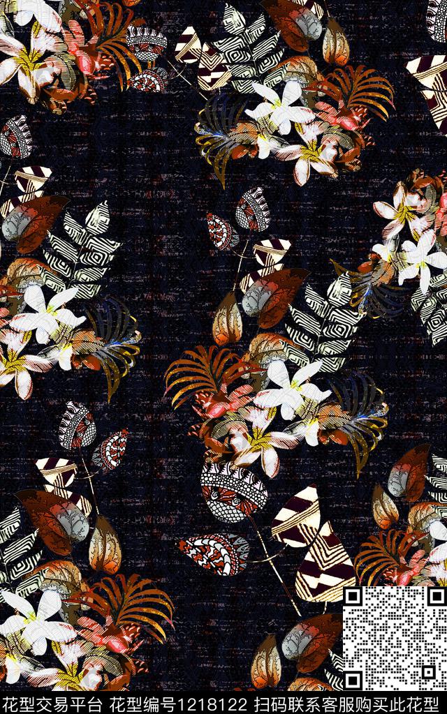 花卉肌理中老年数码印花华亿平台下载（图片编号: 1218122） - 瓦栏（Walan）