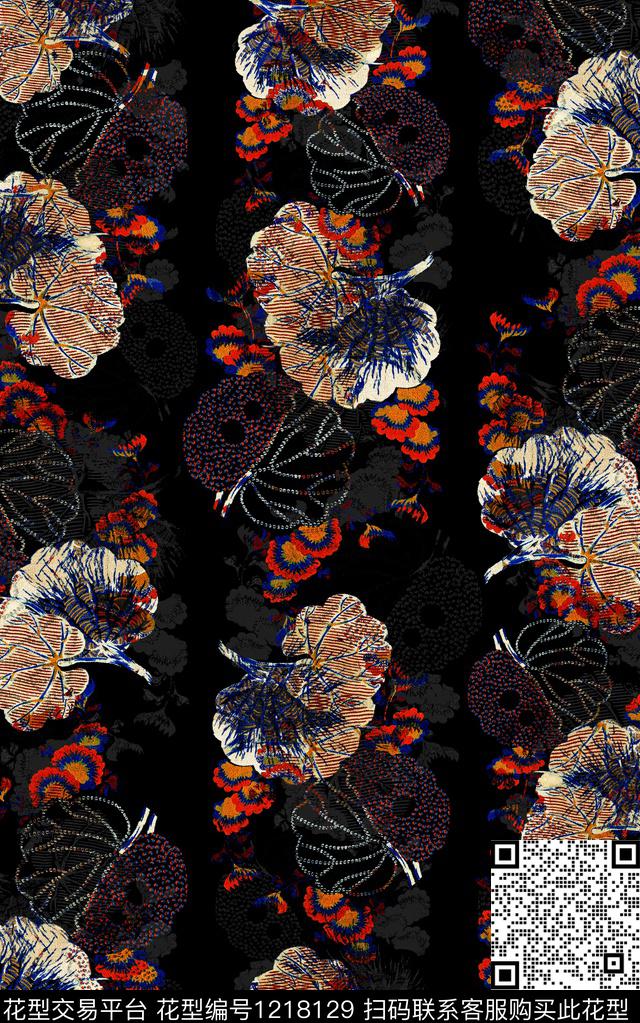花卉肌理中老年数码印花华亿平台下载（图片编号: 1218129） - 瓦栏（Walan）