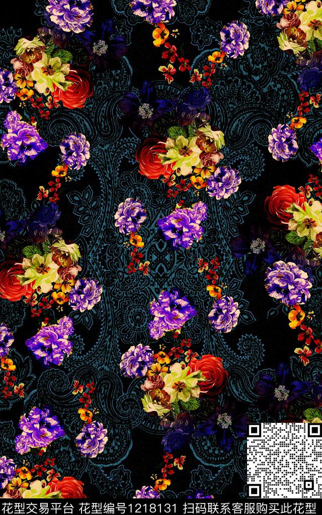 花卉肌理中老年数码印花华亿平台下载（图片编号: 1218131） - 瓦栏（Walan）