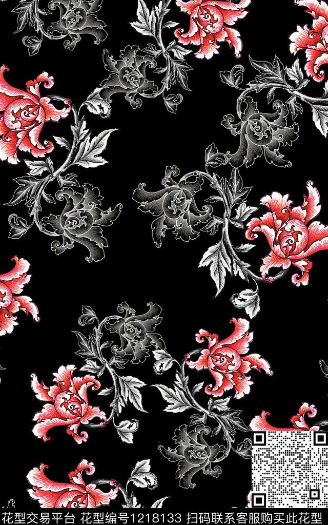 花卉肌理中老年数码印花华亿平台下载（图片编号: 1218133） - 瓦栏（Walan）