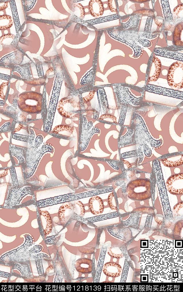 抽象肌理民族风数码印花华亿平台下载（图片编号: 1218139） - 瓦栏（Walan）