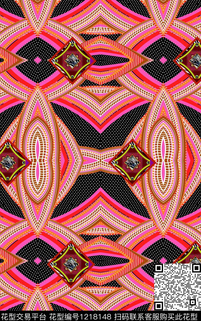几何民族风中老年数码印花华亿平台下载（图片编号: 1218148） - 瓦栏（Walan）