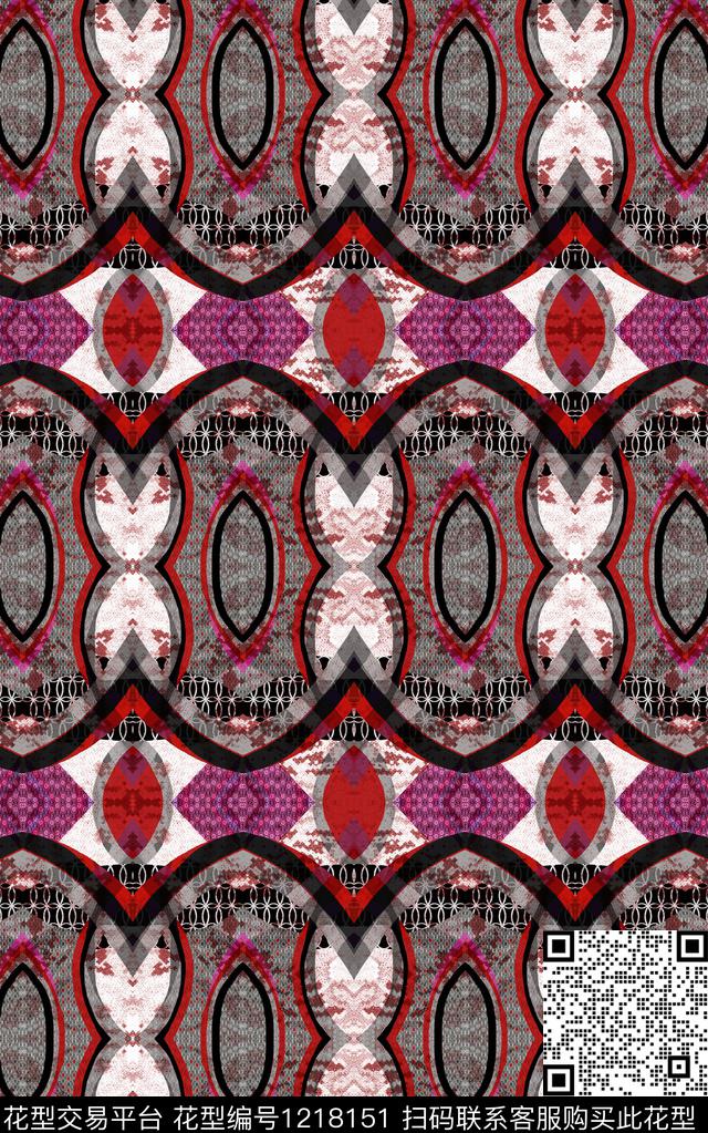几何民族风中老年数码印花华亿平台下载（图片编号: 1218151） - 瓦栏（Walan）