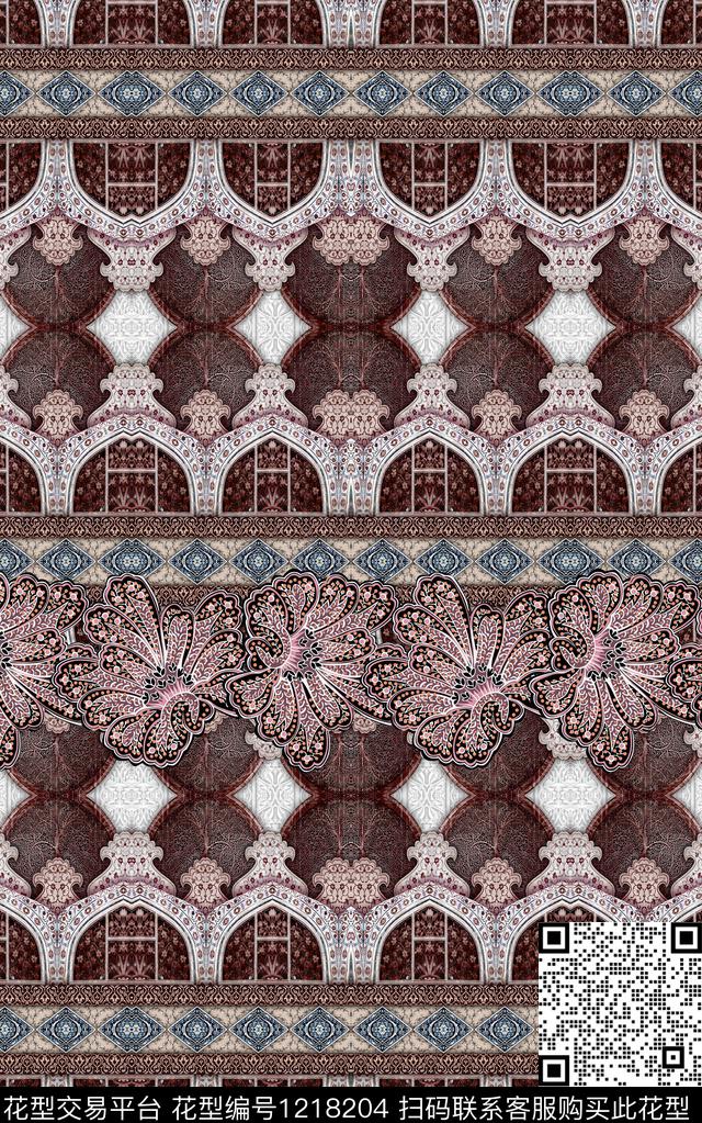 几何民族风中老年数码印花华亿平台下载（图片编号: 1218204） - 瓦栏（Walan）