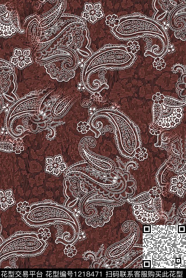 佩斯利抽象花卉肌理数码印花华亿平台下载（图片编号: 1218471） - 瓦栏（Walan）
