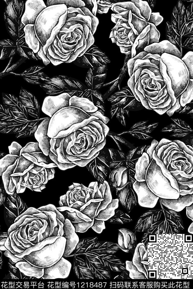 男装花卉大牌风数码印花华亿平台下载（图片编号: 1218487） - 瓦栏（Walan）