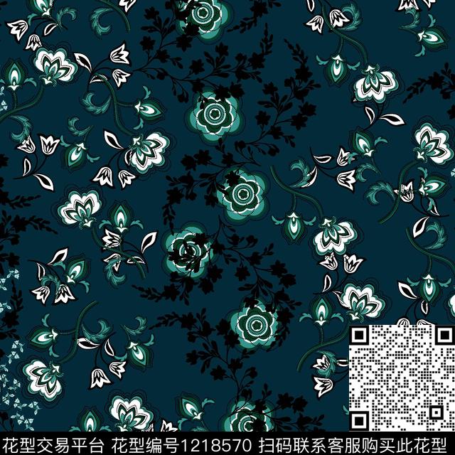 花卉大牌风小碎花数码印花华亿平台下载（图片编号: 1218570） - 瓦栏（Walan）