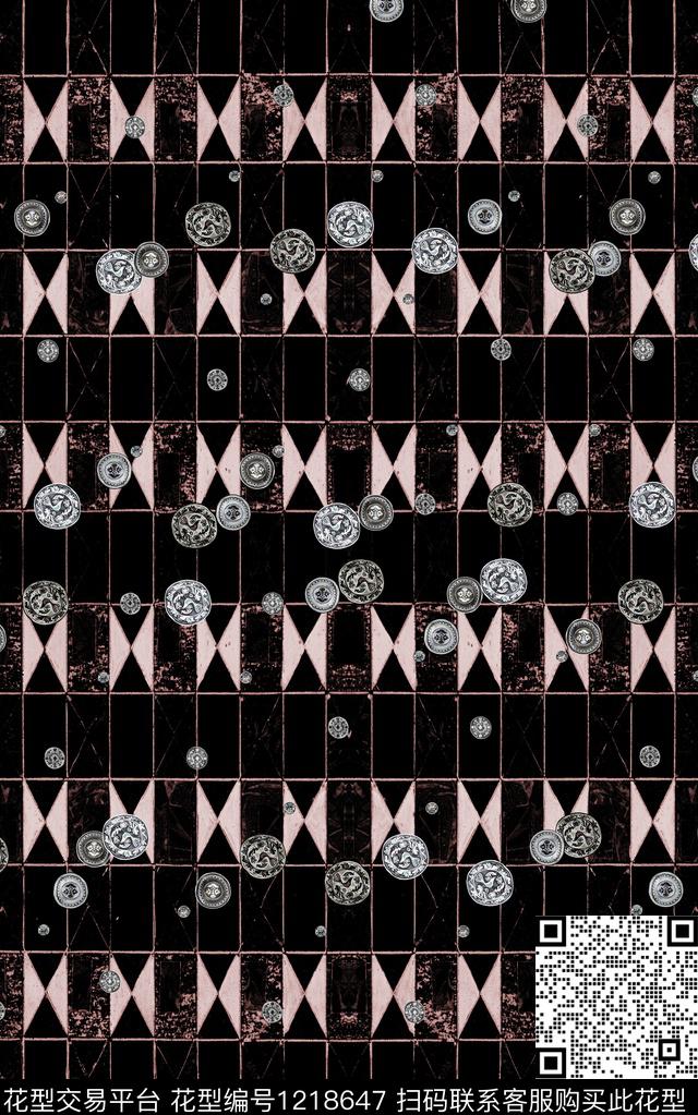 几何黑白华亿平台民族风数码印花华亿平台下载（图片编号: 1218647） - 瓦栏（Walan）