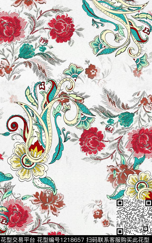 花卉肌理秋冬华亿平台数码印花华亿平台下载（图片编号: 1218657） - 瓦栏（Walan）