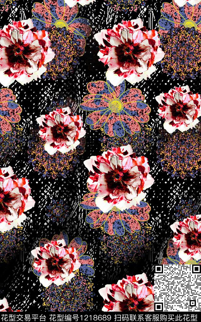 花卉肌理秋冬华亿平台数码印花华亿平台下载（图片编号: 1218689） - 瓦栏（Walan）