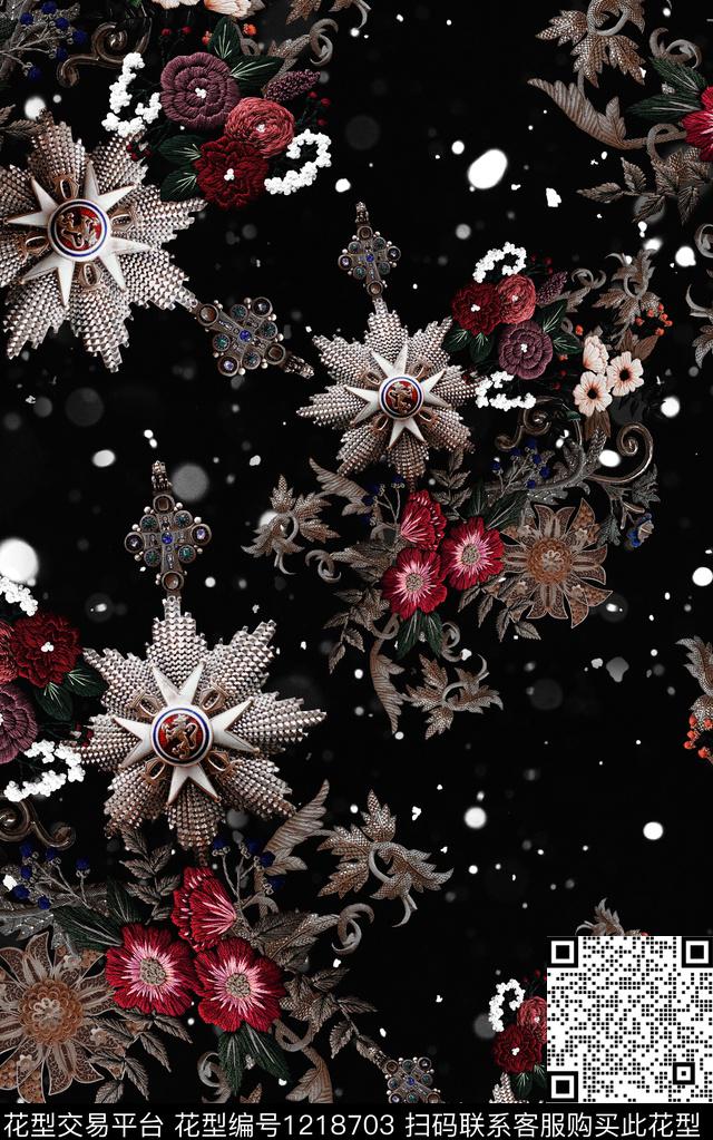 肌理民族风绣花华亿平台数码印花华亿平台下载（图片编号: 1218703） - 瓦栏（Walan）