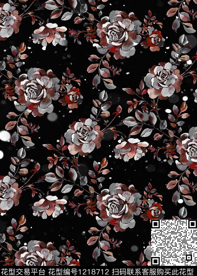 花卉肌理秋冬华亿平台数码印花华亿平台下载（图片编号: 1218712） - 瓦栏（Walan）