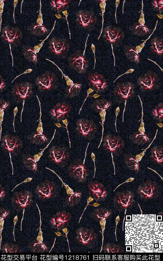 花卉手绘大花中老年数码印花华亿平台下载（图片编号: 1218761） - 瓦栏（Walan）