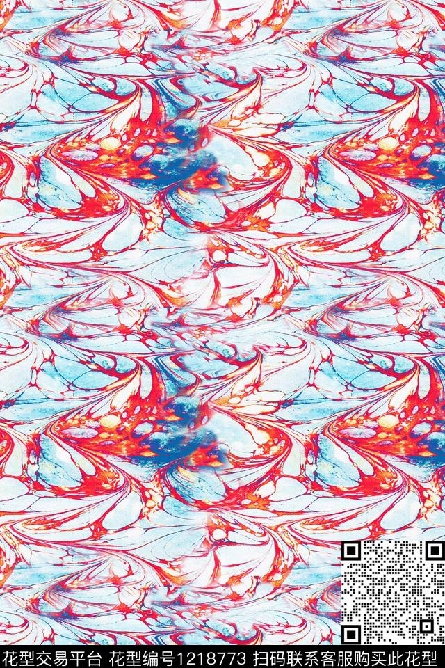 线条画扎染华亿平台大牌风数码印花华亿平台下载（图片编号: 1218773） - 瓦栏（Walan）
