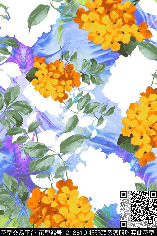休闲花卉大牌风数码印花华亿平台下载（图片编号: 1218819） - 瓦栏（Walan）